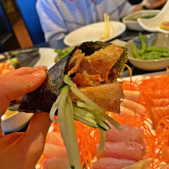 Fuji Mt Hibachi & Sushi - Salmon Skin Hand Roll with cucumber - no rice - Sushi Bars Near Me - Monument, Colorado