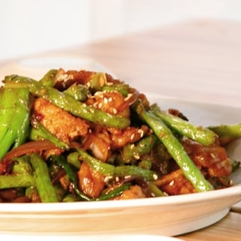 Rise Sushi & Sake Lounge - a plate of stir fried green beans - Japanese Near Me - Chicago, Illinois Rise Sushi & Sake Lounge - a plate of stir fried green beans - Japanese Near Me - Chicago, Illinois