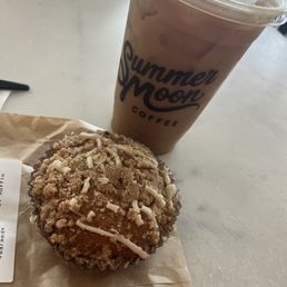 Seasonal Gluten Friendly Apple Strudel Muffin and Cold Brew with OatMilk Seasonal Gluten Friendly Apple Strudel Muffin and Cold Brew with OatMilk