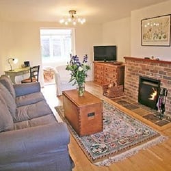 Milbury Cottage - Sitting room with log fire