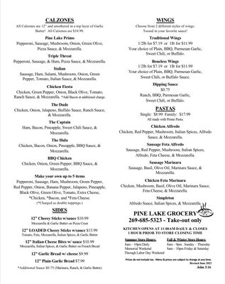 Menu photo 3 Pine Lake Grocery Plainwell, MI