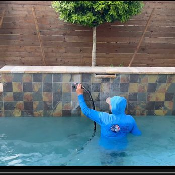 Calcium Blasters Pool Tile Cleaning - Taking off haze and heavy built up at grout lines. Try doing this by hand. - Pool Cleaners Near Me - spring, Texas