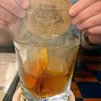 Brew Kitchen Ale House - Woodford Old Fashioned with wood smoke infusion and pecan tincture! - Barbeque Near Me - Los Alamitos, California Brew Kitchen Ale House - Woodford Old Fashioned with wood smoke infusion and pecan tincture! - Barbeque Near Me - Los Alamitos, California