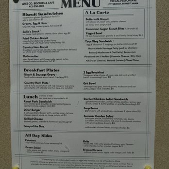 Wise County Biscuits - Menu front - Food Stands Near Me - Pittsburgh, Pennsylvania