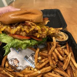 Big Dogs - Toms River - Grilled or crispy chicken, bacon, BBQ sauce, Big Dog sauce, frizzled onions, lettuce, tomatoes, and Cheddar cheese