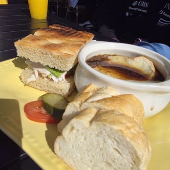 Yellow Vase - French onion soup with club sandwich - Floral Designers Near Me - Rancho Palos Verdes, California