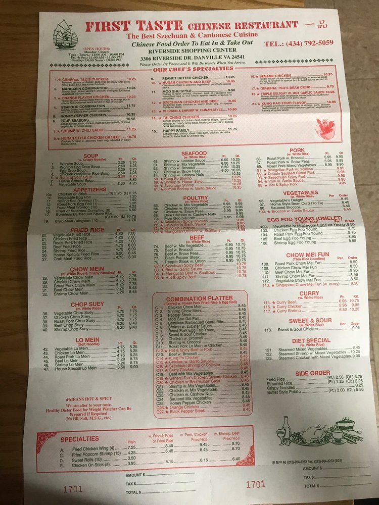 FIRST TASTE CHINESE RESTAURANT 14 Reviews Chinese 3306 Riverside