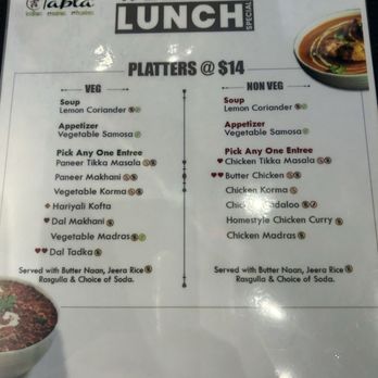 Tabla Indian Restaurant - Lunch menu - Indian Near Me - Lexington, Kentucky Tabla Indian Restaurant - Lunch menu - Indian Near Me - Lexington, Kentucky