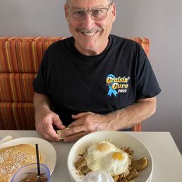 CFS skillet with pancakes, he said it was good and I tried the breading and it was delicious!
