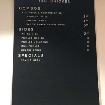 10Q Chicken - Menu October 2018 - Chicken Shop Near Me - Evanston, Illinois 10Q Chicken - Menu October 2018 - Chicken Shop Near Me - Evanston, Illinois