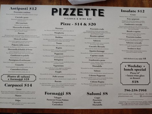 Menu photo 7 Pizzette Miami Beach, FL