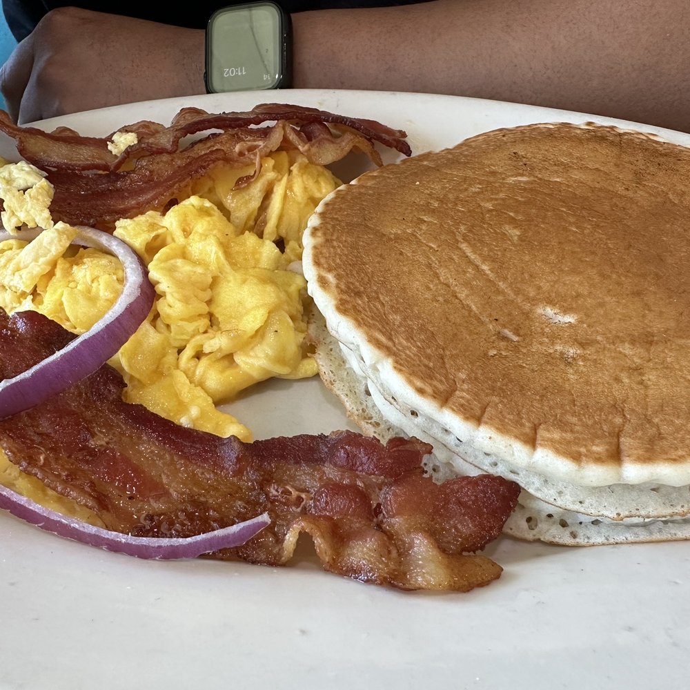 Pegah's Kitchen - Short Stack Buttermilk Pancake with bacon and egg. - American Near Me - Vista, California Pegah's Kitchen - Short Stack Buttermilk Pancake with bacon and egg. - American Near Me - Vista, California