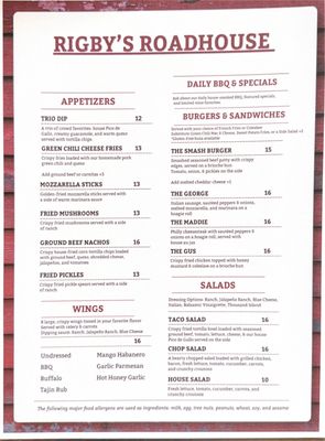 Menu photo 2 Rigby’s Roadhouse Livermore, CO