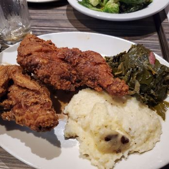 Sweet Georgia's Juke Joint - Juke Joint Fried Chicken with grits and collard greens. - Southern Near Me - Atlanta, Georgia