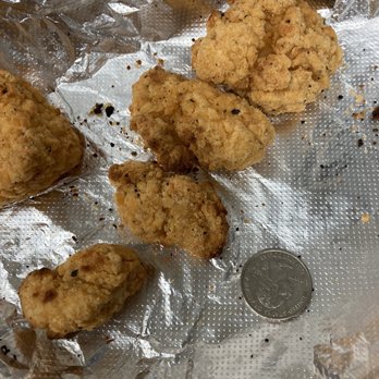 Marco's Pizza - This is the size of the boneless chicken wings I put a quarter for reference to size does this look like chicken wings? - Pizza Near Me - Hemet, California
