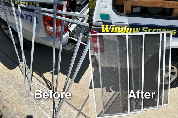 Simi Valley window re-screen job - Window screen rescreening job done onsite in Simi Valley. Window screens were over 20 years old and were rescreened with fiberglass clear mesh onsite Simi Valley window re-screen job - Window screen rescreening job done onsite in Simi Valley. Window screens were over 20 years old and were rescreened with fiberglass clear mesh onsite