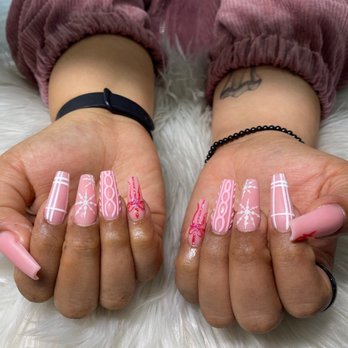 Divas Nails - Birthday set Full Acrylic set with free hand design - Nail Salons Near Me - Northridge, California Divas Nails - Birthday set Full Acrylic set with free hand design - Nail Salons Near Me - Northridge, California