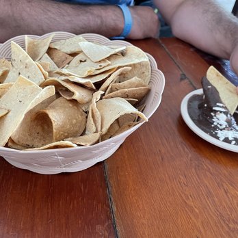 La Barracuda - They give you these beans and chips. The beans are good and a bit spicy if you like that - Seafood Near Me - Playa del Carmen, ROO