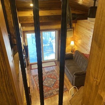 Shepherd Brothers Cabin Rentals - Lighthouse Cabin from stair railing, 2nd floor loft - Vacation Rentals Near Me - Canyon, Texas Shepherd Brothers Cabin Rentals - Lighthouse Cabin from stair railing, 2nd floor loft - Vacation Rentals Near Me - Canyon, Texas