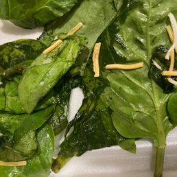 slimy spinach on pizza for U shorewood family size salad