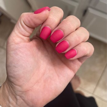 Five Star Nails & Spas - Short coffin acrylic nails, matte pink - Nail Salons Near Me - Phoenix, Arizona