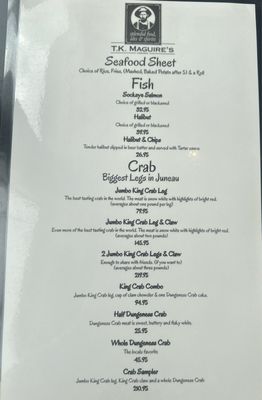 Menu photo 1 TK Maguire's Juneau, AK Menu photo 1 TK Maguire's Juneau, AK