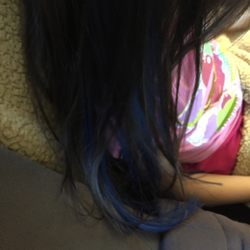 Blondie's Boutique & Salon - Blue extensions.