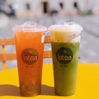 Latea Bubble Tea  - Fresh Grapefruit Green Tea | CCF with Matcha Latte - Desserts Near Me - Culver City, California