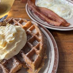 Rutilio's - Pumpkin Waffle meal.