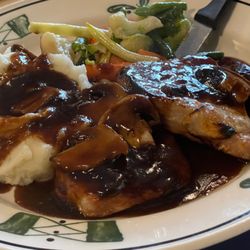 Colony - Double pork chops, mashed potatoes, fresh sautéed garden vegetables