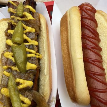 Dog Day Afternoon - Spicy Italian hotdog and regular hotdog. - Hot Dogs Near Me - Brooklyn, New York