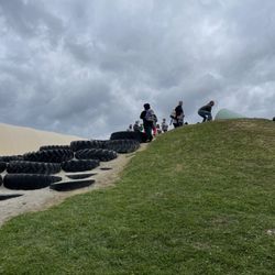 Slide and tires playground
