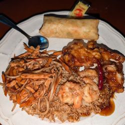 The Orient Restaurant - Clockwise from top: spring roll, General Tso's, shrimp fried rice, Szechuan chicken no celery