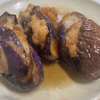 Fine River - Braised eggplant with shrimp filling - Dim Sum Near Me - Houston, Texas Fine River - Braised eggplant with shrimp filling - Dim Sum Near Me - Houston, Texas