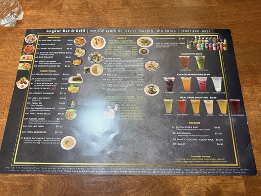 Menu photo 1 Angkor Bar and Grill Burien, WA Menu photo 1 Angkor Bar and Grill Burien, WA