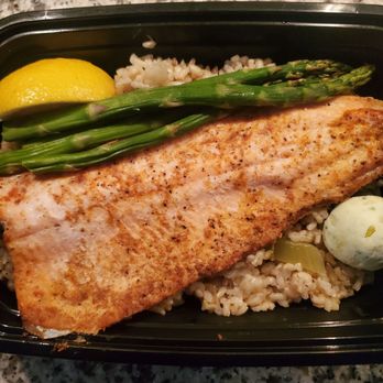 Jay's Gourmet 2 Go - Baked Red Trout with Parsley-garlic Butter, Brown Rice Pilaf, and Market Veggies - Food Delivery Services Near Me - Denver, Colorado Jay's Gourmet 2 Go - Baked Red Trout with Parsley-garlic Butter, Brown Rice Pilaf, and Market Veggies - Food Delivery Services Near Me - Denver, Colorado