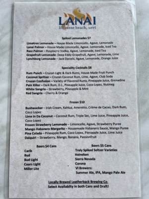 Menu photo 8 Lanai St. Thomas, VI