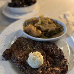 Epic Chophouse - 196 ribeye, peasant cabbage, glazed mushrooms