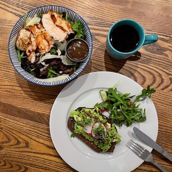 Anthos - Avocado toast, Anthos House Salad w/chicken - Greek Near Me - Pittsburgh, Pennsylvania