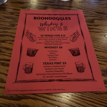 Boondoggles Pub - Tuesday night Special menu Wings, Whiskey, and Texas beer! My fav night here! - Bars Near Me - El Lago, Texas Boondoggles Pub - Tuesday night Special menu Wings, Whiskey, and Texas beer! My fav night here! - Bars Near Me - El Lago, Texas
