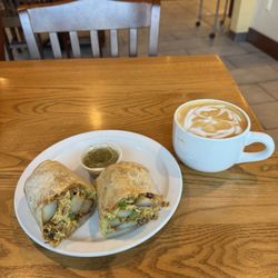 Prairie Cafe & Bakery - Carnitas Breakfast Burrito and Pumpkin Spice Latte