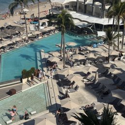 No one in pool because it's cold.