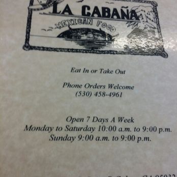 La Cabana - Menu - Mexican Near Me - Colusa, California