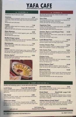 Menu photo 2 Yafa Cafe Mediterranean Cuisines and Catering Overland Park, KS