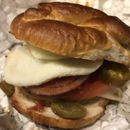 MTO breakfast sandwich. They managed the stacking challenge.