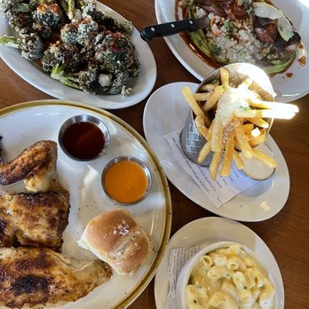 Rooster - Lazy Rotisserie, Truffle Mac and Cheese Side, Truffle Fries, Duck, Crispy Broccoli, Truffle Honey Sriracha Sauce - New American Near Me - Newington, Connecticut Rooster - Lazy Rotisserie, Truffle Mac and Cheese Side, Truffle Fries, Duck, Crispy Broccoli, Truffle Honey Sriracha Sauce - New American Near Me - Newington, Connecticut