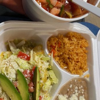 Cocina Azteca Grill - Enchiladas (3pc) Plate and Cocktail de Camaron - Mexican Near Me - Placentia, California