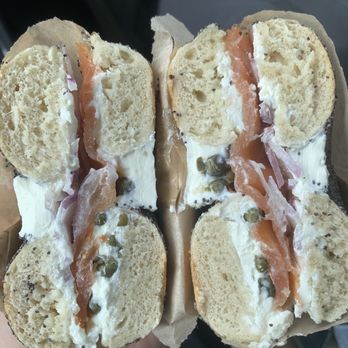 Maury's - Lox sandwhich on a Poppyseed bagel - Bagels Near Me - Los Angeles, California