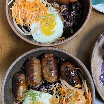Hiraya Cafe  - Tocino-silog (top) and Longanisa-silog (bottom) - Filipino Near Me - Washington, DC, District of Columbia