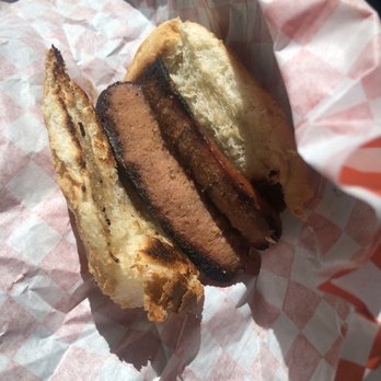 Burger Me - A cocktail weenie burned, cut in half and slapped between a half a bun - Burgers Near Me - Truckee, California